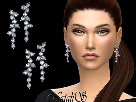 Diamond Cluster Drop Earrings By Natalis At Tsr Sims 4 Updates