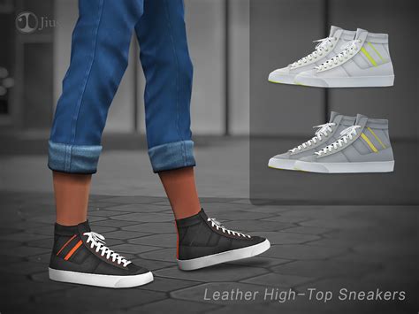 The Sims Resource Jius Male Leather High Top Sneakers 01