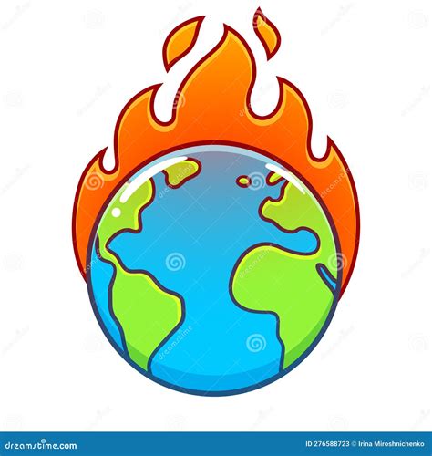 Cartoon Earth On Fire Global Warming Stock Vector Illustration Of