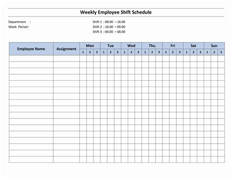 Employee Work Schedule Template Pdf Weekly Work Schedule Template