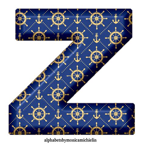 M Michielin Alphabets Golden Blue Anchor Nautical Alphabet Icons Png