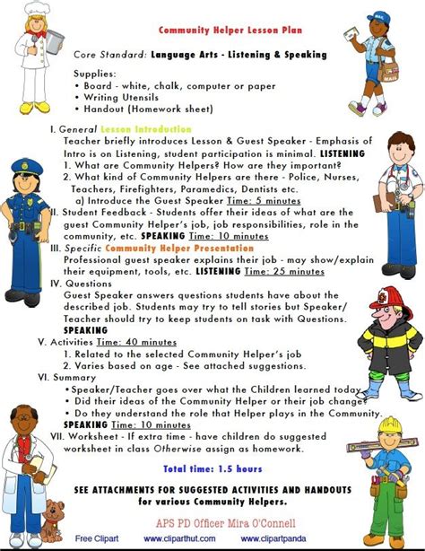 General Lesson Plan Can Be Used With Any Community Helper Community