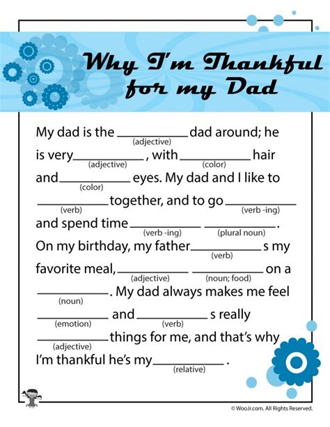 Fathers Day Mad Libs Printable