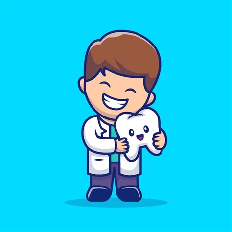 Premium Vector Cute Dentist With Tooth Cartoon Icon Illustration