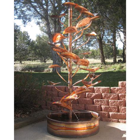 Tree Of Life 72 High Outdoor Copper Fountain With Extra Leaves