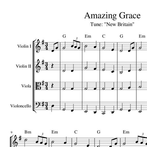 Amazing Grace Sheet Music For String Quartet Trio Or Duo Celtic