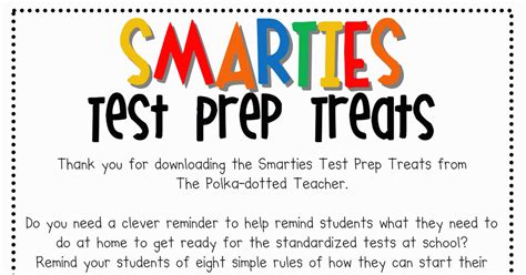 Smartiespdf Test Prep Treats Teacher Problems Testing Treats