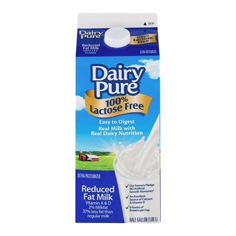 Dairy Pure 100 Lactose Free Reduced Fat Milk Half Gallon