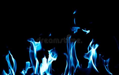 Blue Flame Fire On Black Background Stock Image Image Of Luminosity