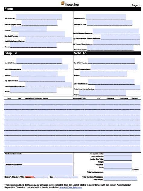 Free Ups Commercial Invoice Template Pdf Word Excel