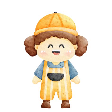 Cartoon Girl In Overalls And Hat 27209759 Png