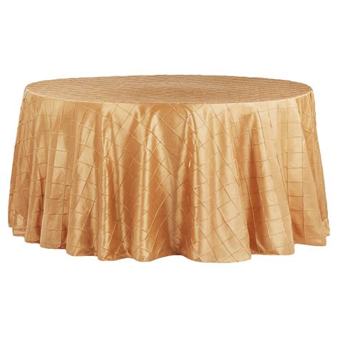 Elegant Wholesale Wedding Pintuck 120 Gold Round Tablecloth For Table