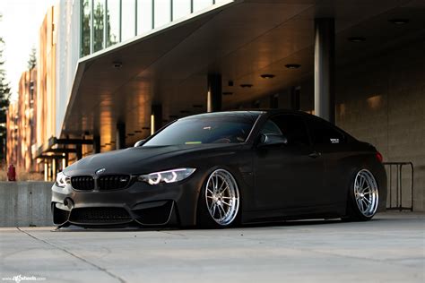 Stanced Blacked Out Bmw 4 Series Shod In Contrasting Chrome Rims