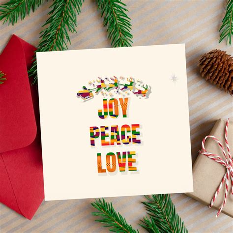 Joy Peace And Love Christmas Card Wakuda