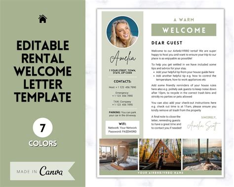 Airbnb And Vrbo Welcome Letter Template Editable Canva Air Bnb Etsy