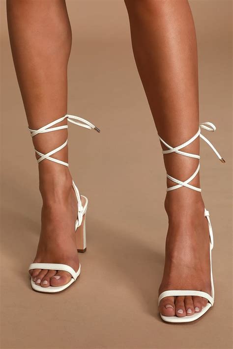 Xylia White Lace Up Heels Lace Up Heels White Ankle Strap Heels