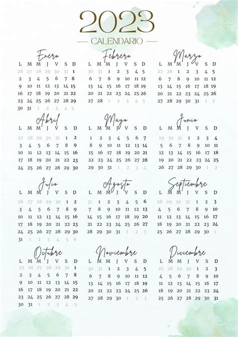 Calendario Anual 2023 Con Estilo Minimalista En Colores Blanco Y Negro