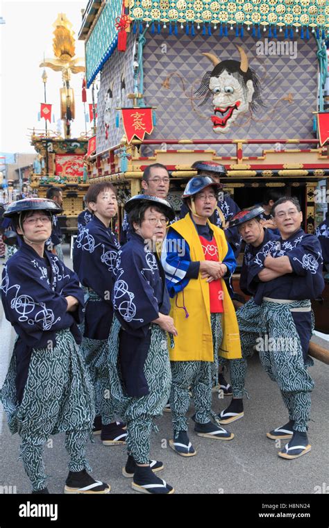 Japan U Takayama Festival Procession Float Yatai People Stock