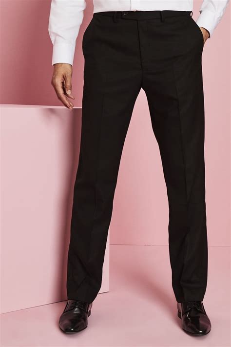 Contemporary Mens Flat Front Modern Fit Trousers Black