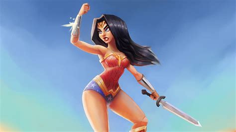 Online Crop Hd Wallpaper Comics Wonder Woman Black Hair Blue Eyes Dc Comics Sword