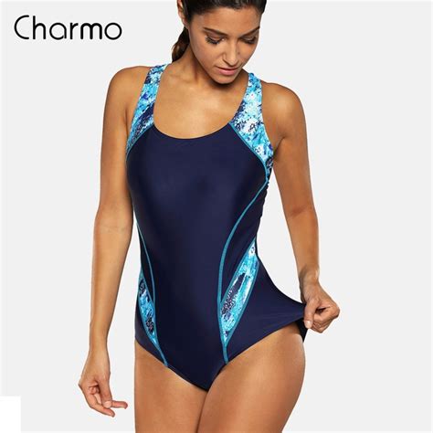 Charmo One Piece Women Sports Swimwear Sports Swimsuit Color Block