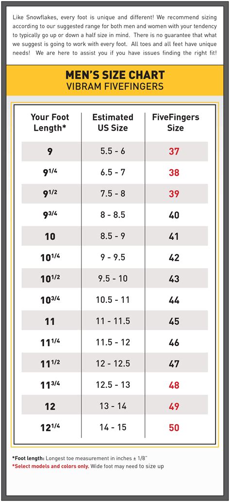 Young Mens Size Chart