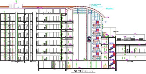 Shopping Mall Building Sectional Elevation Drawing Dwg File Cadbull