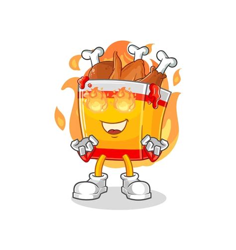 Premium Vector Fried Chicken On Fire Mascot Cartoon Vector
