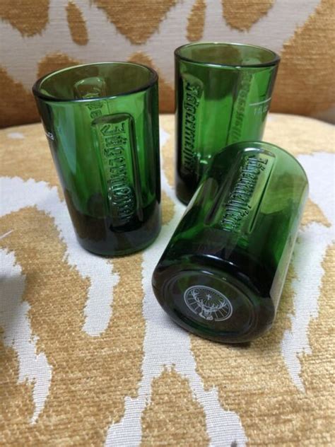 Jagermeister Set Of 3 Jager Green Heavy Glass Shot Glasses W Embossed