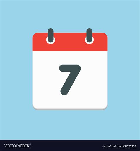Icon List Calendar Day Date Number 7 Royalty Free Vector