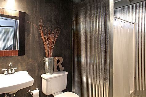 Corrugated Metal Bathroom Walls Bath With Corrugated Metal Walls Home