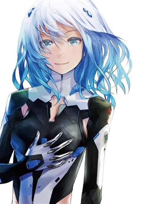 Beatless Lacia Androids Long Hair Blue Hair Blue Eyes Simple Background Anime Girls