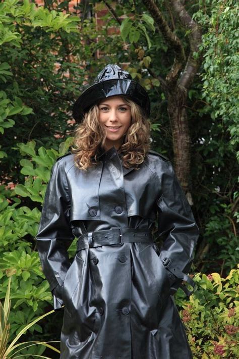 mackintosh raincoat rainwear girl rubber raincoats leather thigh high boots long hair styles