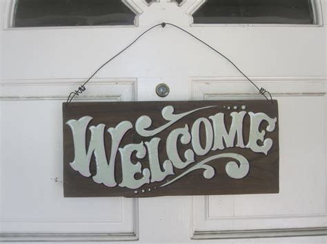 Old Timey Welcome Sign Door Hanging With Reclaimed By Cleoscraft