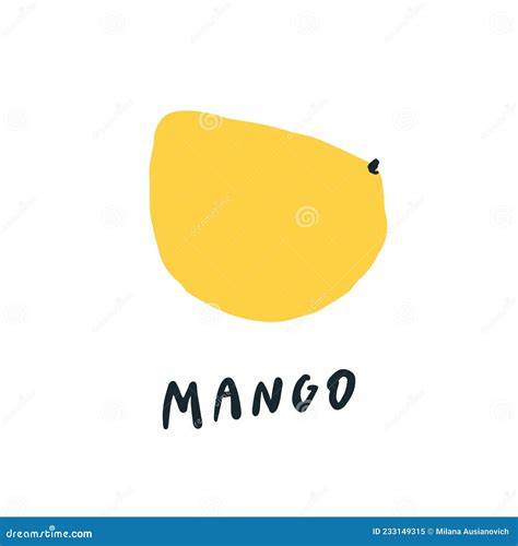 Vector Simplified Mango Drawing Handwritten Word Stock Vector