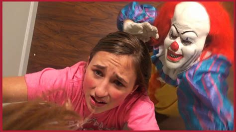 Scary Clown Chases Us In The House We Run And Hide Scared Youtube