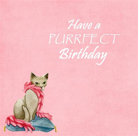 Cat Watercolor Birthday Card Free Stock Photo Public Domain Pictures