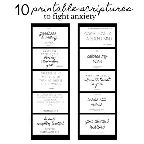 Printable Scriptures For Anxiety 2x35 Bible Verses For Fear And Etsy