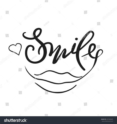 Smile Calligraphy Handdrawn Lettering Print Posters Stock Vector