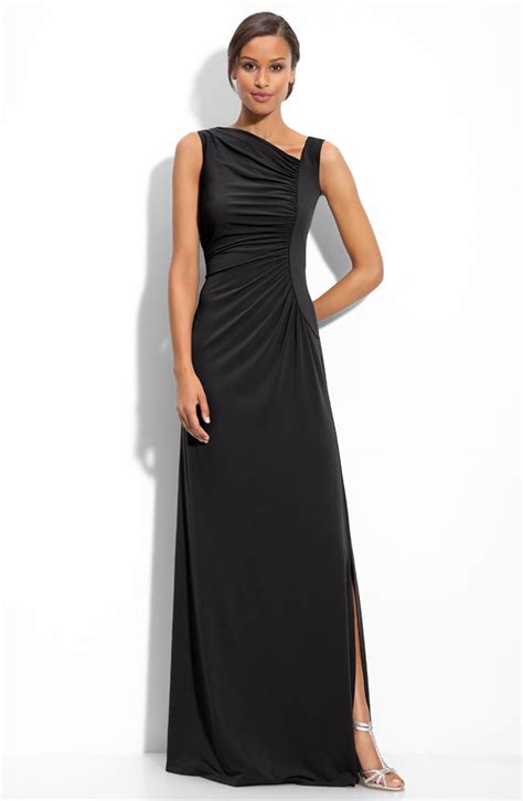 Black A Line Sleeveless Asymmetrical Neckline Floor Length Prom Dresses