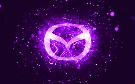 Download Wallpapers Mazda Violet Logo 4k Violet Neon Lights Creative