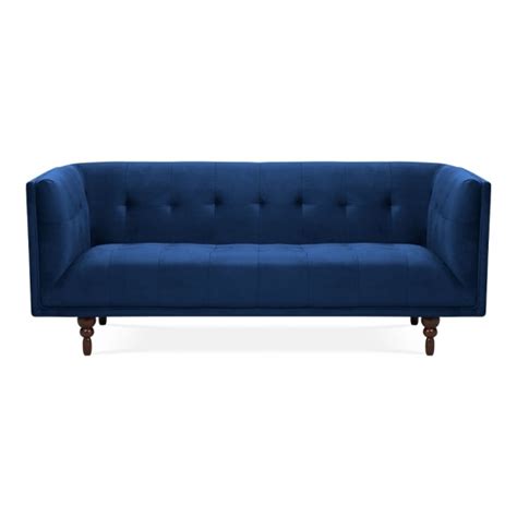 Royal Blue Velvet Marlon 3 Seater Sofa Mid Century Furniture
