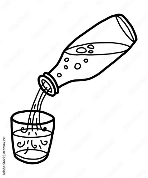 Pouring Water Cartoon Vector And Illustration Black And White Hand