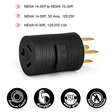 Nema 14 50p To 6 50r 240v 50 Amp Power Cord Adapter Adaptor Connector