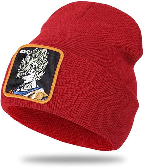 Redcherry Anime Winter Hats Dragon Ball Z Embroidery Skull Beanies Hat Hip Hop Knitted Hat Red