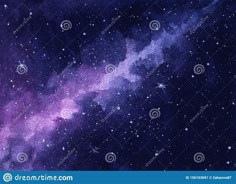 Marvelous Night Sky With Blurred Path Of Milky Way And