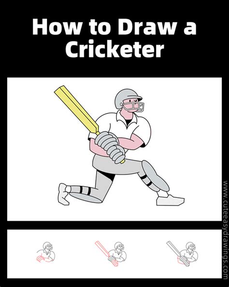 How To Draw A Cricketer Step By Step Cute Easy Drawings