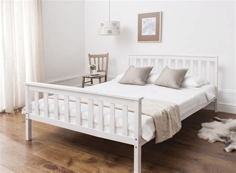 Double Bed In White 46 Wooden Frame White 5060300822318 Ebay