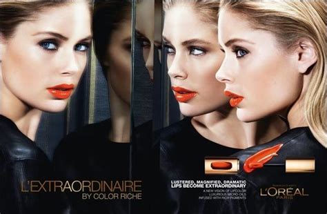 l oreal paris l extraordinaire lipstick ads with lara stone doutzen kroes loreal paris