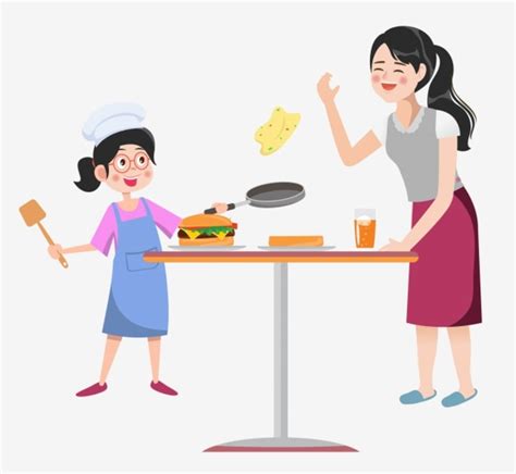 Mother Daughter Cooking Vector Hd Png Images Cooking Food Girl Mother